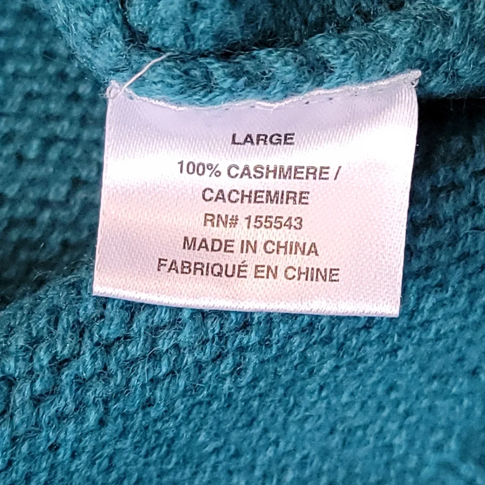 Sablyn Alston Boyfriend Crew Neck Sweater Womens L Teal 100% Cashmere Relaxed Fi - Picture 11 of 12